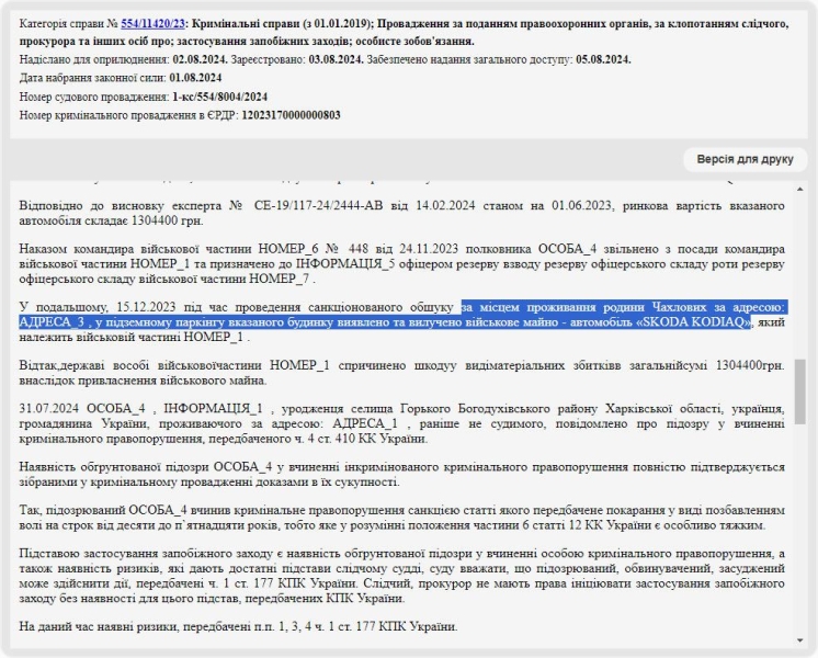 У Полтаві суд обрав запобіжний захід екс-командиру 116-ї бригади ТрО Чахлову